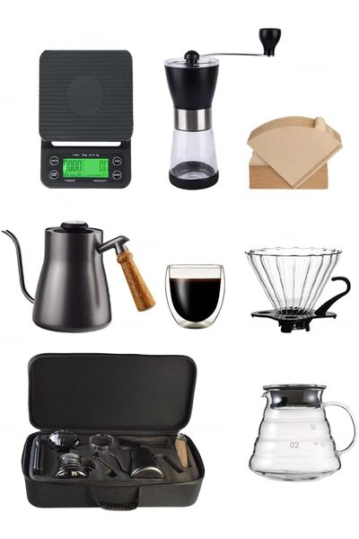 erorex Drip Coffee Maker Set With Filter For Coffee Machine 7 Pieces With Portable Travel Bag