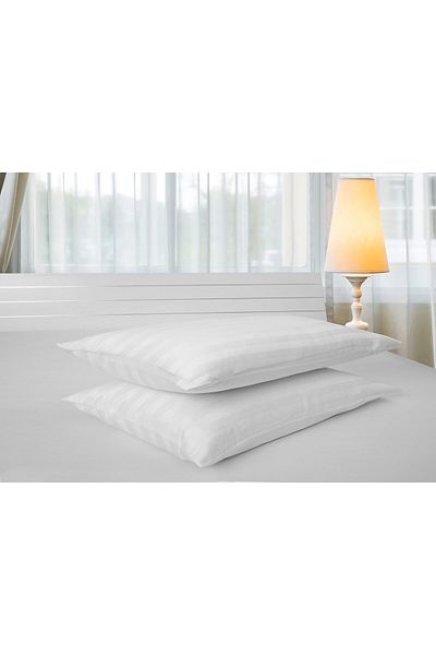 erorex Standard Pillowcase 2Pc Set 100 Percent Cotton 250Tc Sateen 1 Inch Stripe Size: 50X75Cm White
