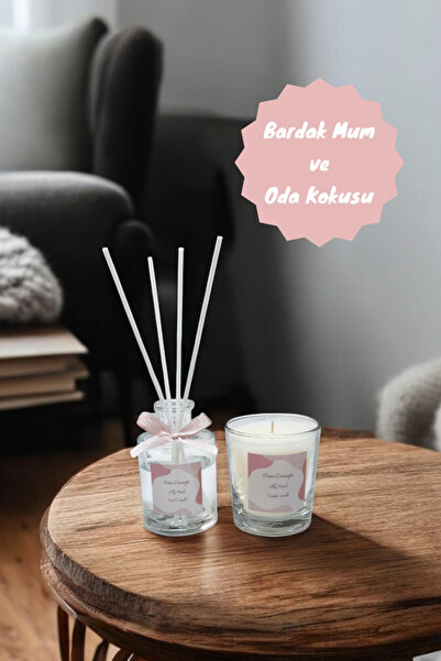Tiem Concept Pudra Kokulu Bardak Mum ve 100 ML Oda Kokusu Seti