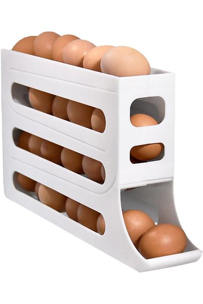 erorex 4 Tier Fridge Egg Holder 30 Eggs Large Capacity Egg Rack For Refrigerator Organizer Space Saving