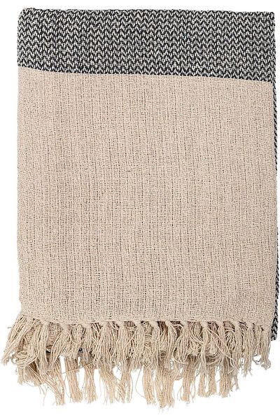 erorex Gray And Cream Cotton Knit Throw With Fringe 63X51