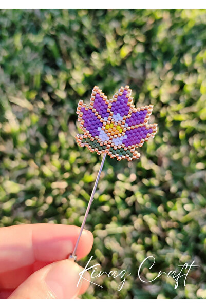 Kiraz Craft Miyuki Boncuk Lotus Yaka İğnesi - Broş 1 adet