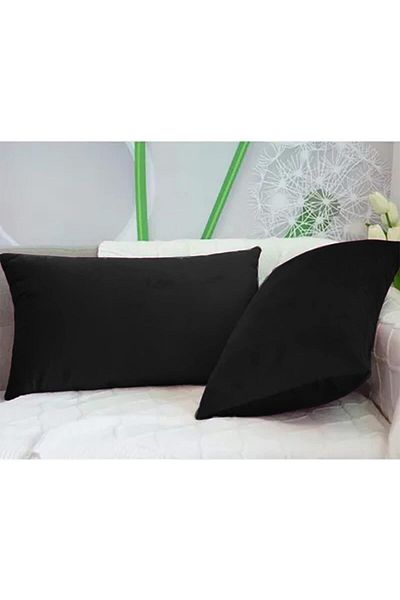 erorex 2 Pieces Soft Velvet Decorative Cushion Set Solid Design 50X30 Cm Black