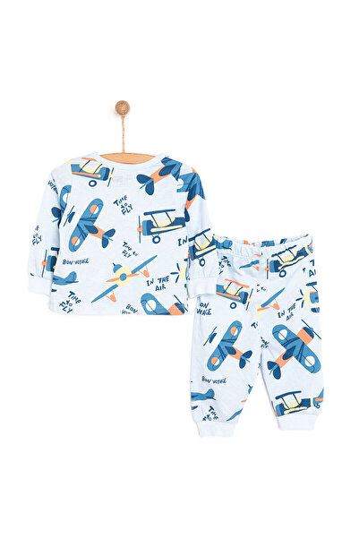 ebebek Hello Baby HelloBaby Uzun Kol Uçak Desenli Bisiklet Yaka Pijama Takımı