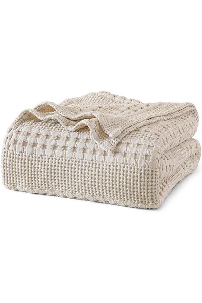 erorex 100 Percent Cotton Waffle Weave Blanket King Cal King Size Luxury Soft Breathable Skin Friendly