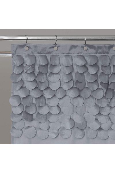 erorex Lillian Shower Curtain Textured Shimmer Circle Design Bathroom 72 Inch X 72 Inch Gray