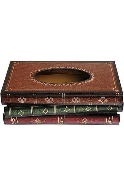 erorex Tissue Holder Elegant Wooden Antique Book Design Tissue Paper Holder Dispenser Novelty Napkin