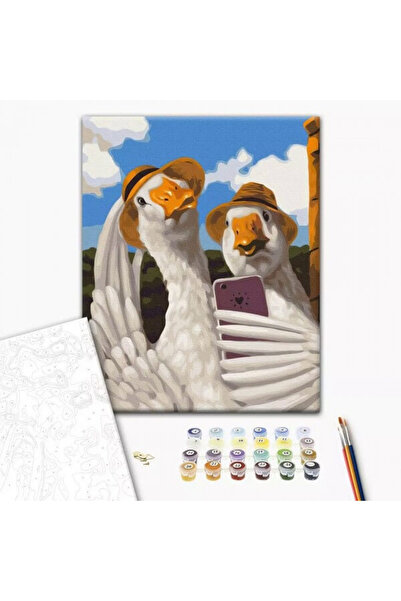 Brushme Set pictura pe numere 40x50 cm cu pensule si culori - 2 lebede