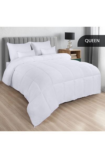 erorex Comforter All Season Comforters Queen Size Plush Siliconized Fiberfill White Bed Comforter Box