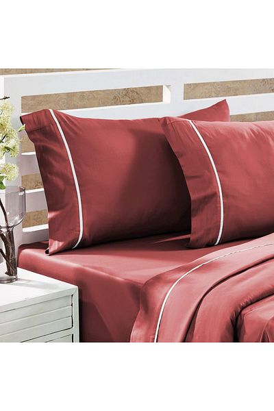 erorex Luxury Sheets And Pillows Cover Set 4 Pcs 300 Tc King Size Kyra So Ss4P2 Red