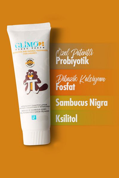 Glimo Pi Probiotic Crime Paste 50ml Natural Children's Dental Coat 0-6 Years Old Reliable Protection