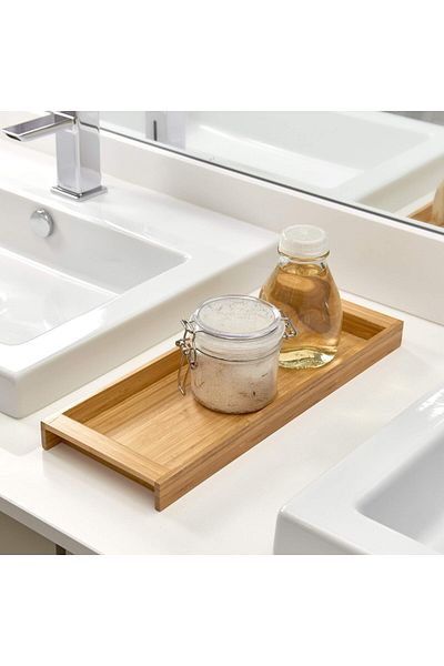 erorex Formbu Wood Tabletop Storage Tray Wooden Organizer For Tissues Candles Soap Hand Towels Toilet