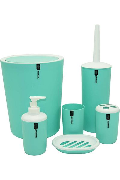 erorex Bathroom Accessories Set Sky Blue White