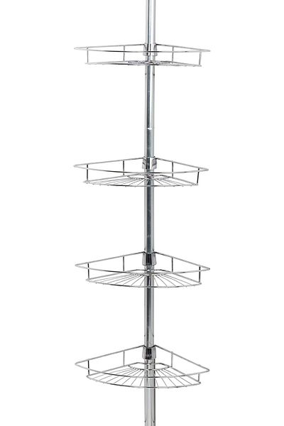 erorex Tension Pole Shower Caddy With 4 Basket Shelves With Towel Bars Chrome 60 97 Inch – Rust Resistant
