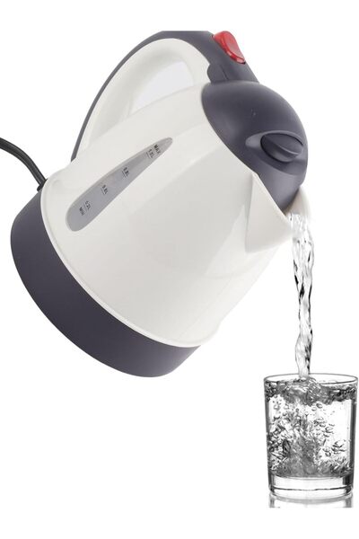 erorex Portable Travel Electric Kettle for Car, Truck, or Bus - 1L Capacity, 250W Power, White/Grey | Kettle with Lighter