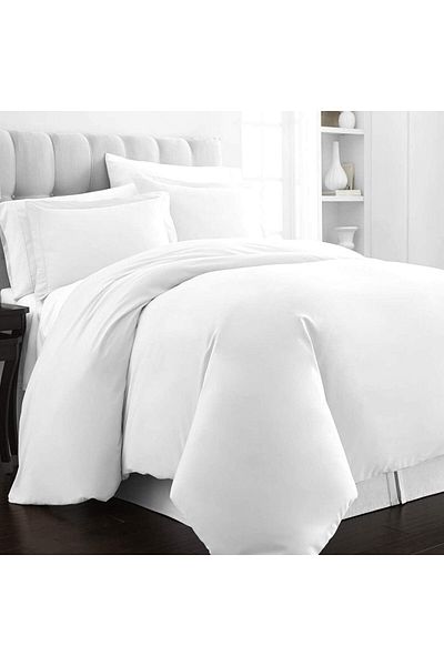 erorex 100 Percent Cotton Duvet Cover Queen Size Set 220X230 Cm White 400 Thread Count Long Staple Cotton