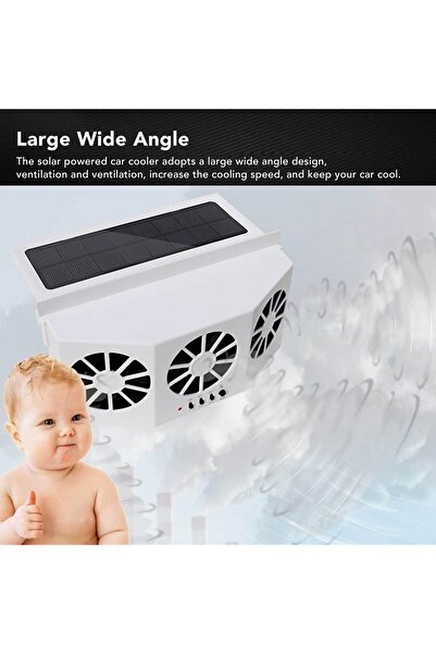 erorex 3 Fans Solar Powered Car Cooler Large Wide Angle Portable Car Exhaust Ventilation Fan Deodorant And