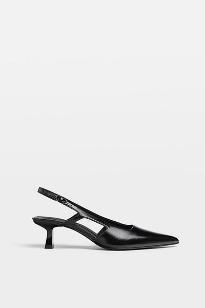 Stradivarius Short Pointed Heeled Open Back Shoes