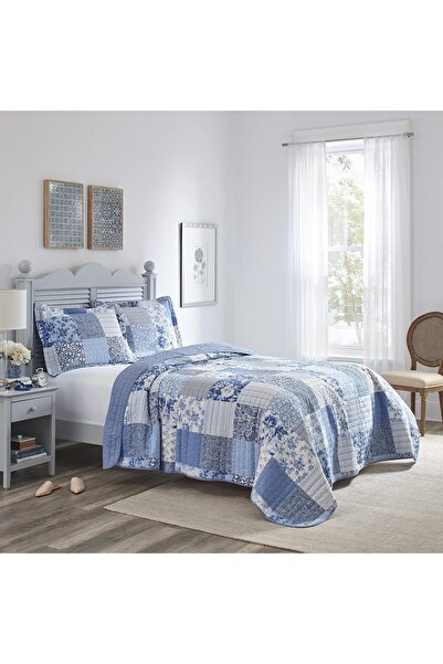 erorex Paisley Patchwork Quilt Set Twin Blue