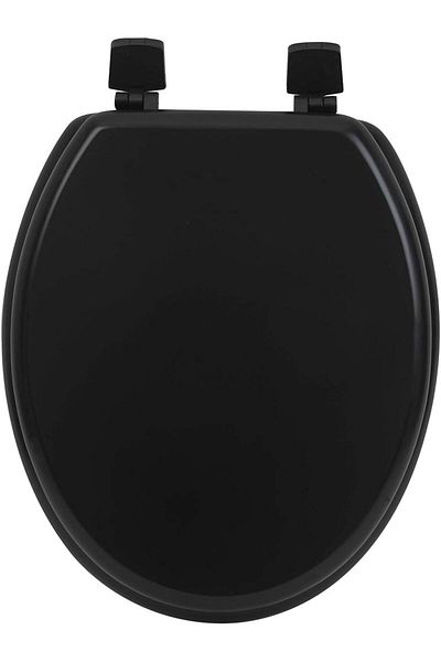erorex 4101108 Oval Toilet Seat Solid Matte Black Wood 46.8 X 37.5 X 30 Cm