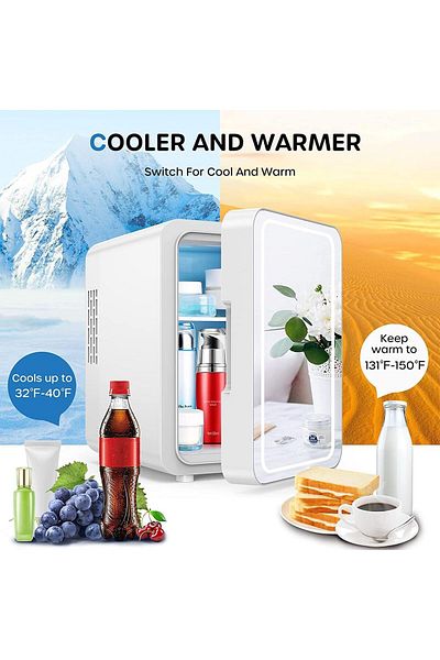 erorex Mini Fridge 8L Skincare Fridge With Led Mirror Ac Dc 12V Small Refrigerator For Skin Care Cosmetic