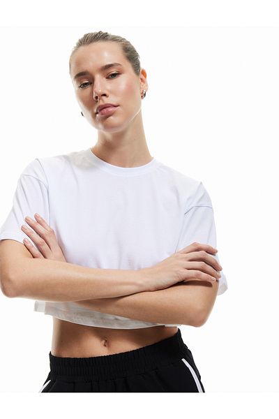 Koton Tricou sport crop din bumbac, cu croială relaxată