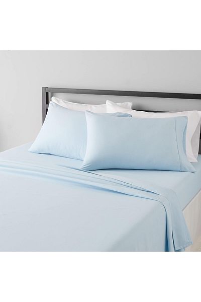 erorex Lightweight Super Soft Easy Care Microfiber Bed Sheet Set With 14” Deep Pockets Queen Light Blue