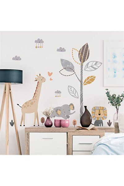 erorex Safari Elephant Tree Wall Decals Peel And Stick Giraffe Stickers Jungle Nursery Wallpaper Boho