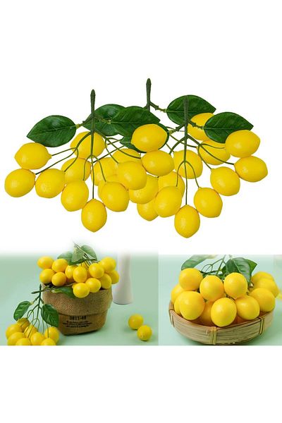 erorex Lifelike Artificial Lemon Fruit Branches 3Pcs Lifelike Simulation Fruit For Vase And Home Party