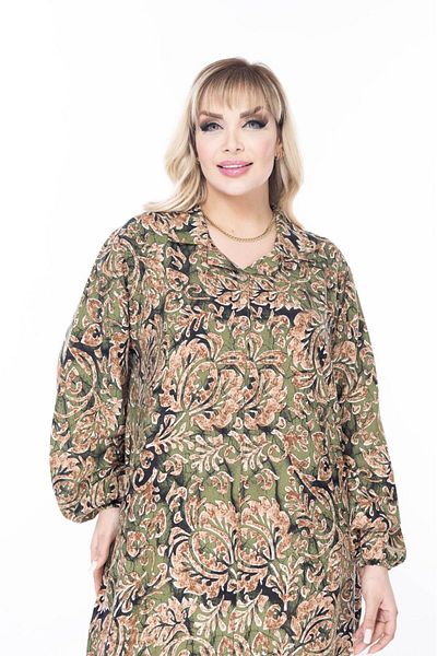 mervemoda Γυναικείο μακρυμάνικο καλοκαιρινό φόρεμα μεγάλου μεγέθους