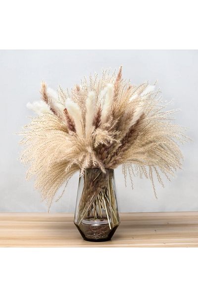 erorex Natural Dried Pampas Grass Bouquet : Brown White Reed Pampas Floral Arrangements Decorations For