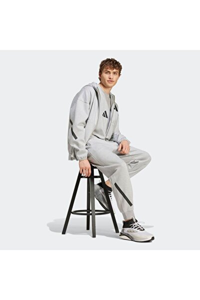 adidas Z.N.E. Top de trening gri pentru bărbați cu fermoar complet