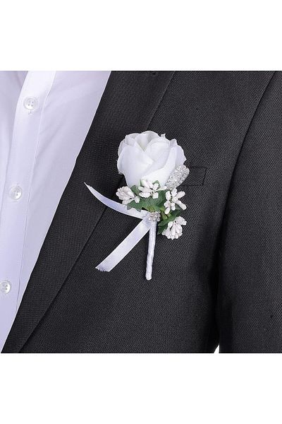 erorex Artificial Flowers White Rose Wrist Flowers And Men'S Corsage Wedding Flowers Ceremony Prom Flower