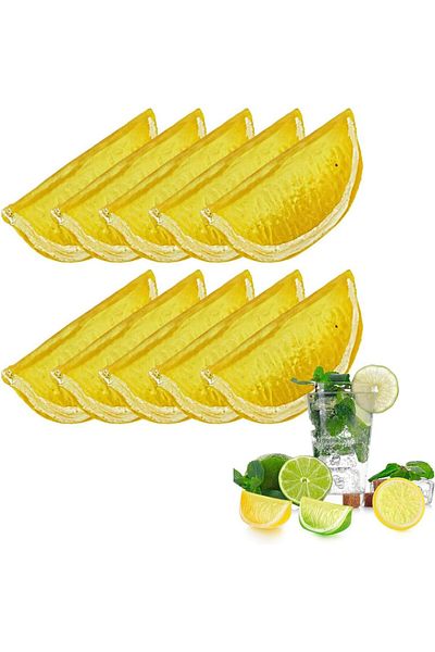 erorex 10Pcs Artificial Lemon Slices Fruit Decoration Plastic Simulation Lemon Slice Fake Artificial Fruit