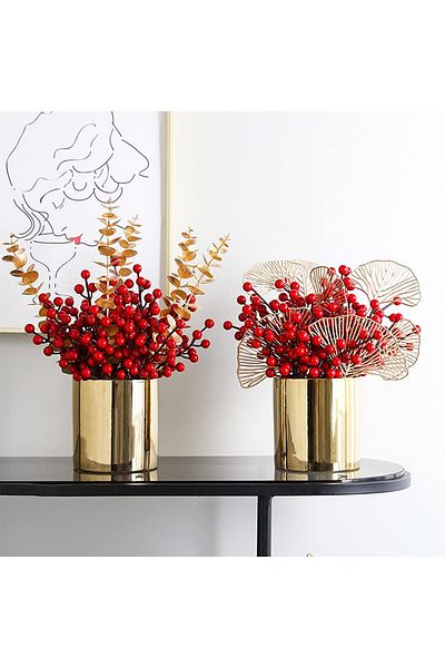 erorex 30 Pcs Red Artificial Berry Stems Red Berry Picks 8 Inch Fake Berries Bunch For Tree Decoration Diy