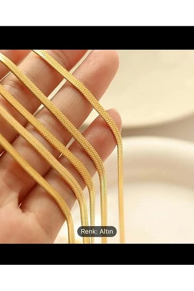 Nilperi 316 L Stainless Steel Italian Scrunch Chain Six Number, Gold and Argent Colors Relationship Farming