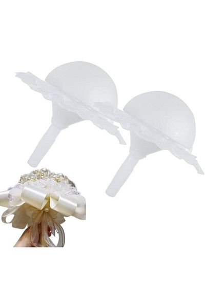 erorex 2 Set Bridal Flower Bouquet Holder Foam Floral Handle Artificial Floral Arrangement Foam Kit For