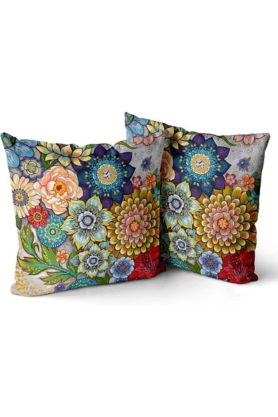 erorex Floral Throw Pillow Covers Set Of 2 Colorful Flower Decorative Cushions Pillowcase For Bedroom Sofa