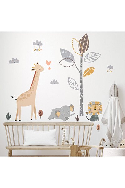 erorex Safari Elephant Tree Wall Decals Peel And Stick Giraffe Stickers Jungle Nursery Wallpaper Boho