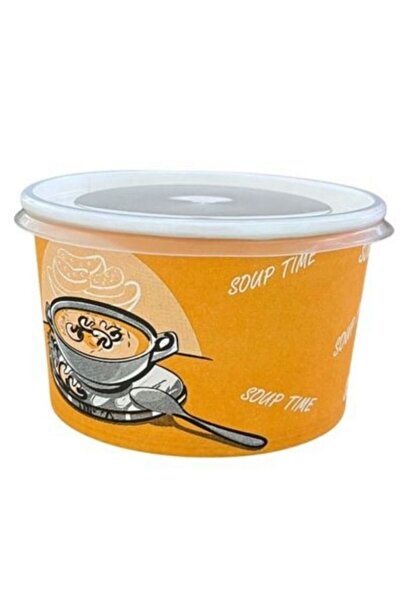 Arnes Kullan At Çarşı Arnes Kaliteli Karton Çorba Kasesi Kapaklı 16 Oz - 50 Adet