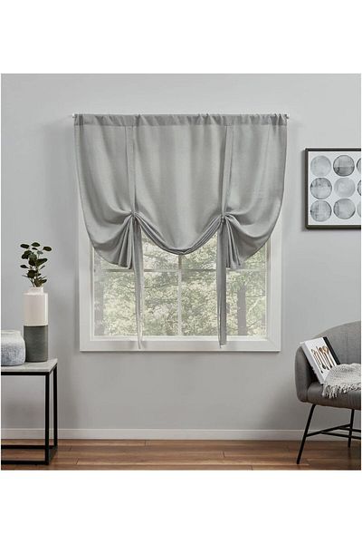 erorex Curtains Loha Light Filtering Rod Pocket Tie Up Shade 54 Inch X63 Inch Dove Gray