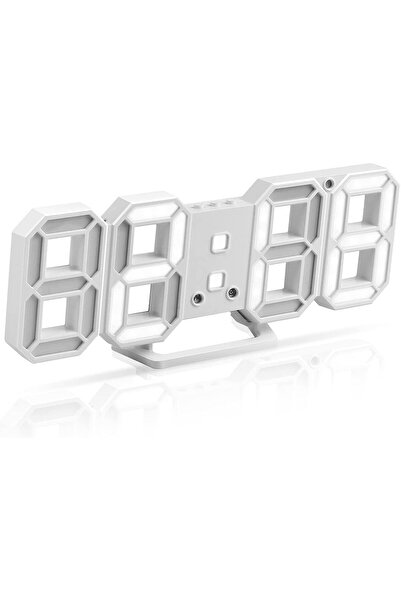 erorex ساعة منبه رقمية ثلاثية الأبعاد بتصميم عصري، ساعات حائط مكتب LED، 12 ساعة، وقت، تاريخ، عرض درجة الحرارة