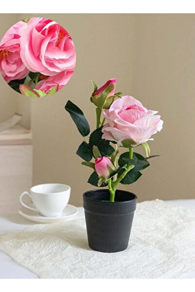 erorex Artificial Tree Knitted Natural Rose Potted White 30Cm