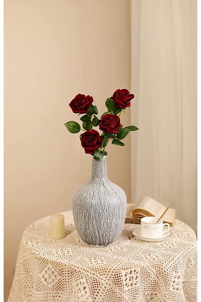 erorex 10 Pack Artificial Velvet Roses Fake Red Rose Silk Flowers With Stem Floral Gift For Wedding