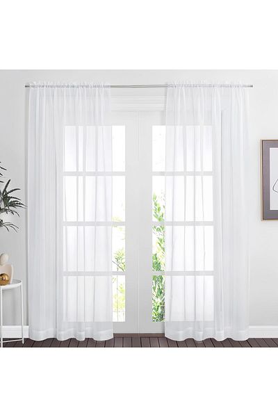 erorex 2 Pcs Window Sheer Curtains Long Panels Sheer Curtains With Ring Top Elegant Drapes Sheer Curtain
