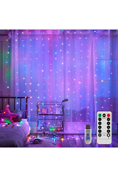 erorex 3M*3M Curtain String Lights 300 Led Usb Powered Dimmable Fairy Lights With 8 Lighting Modes Remote