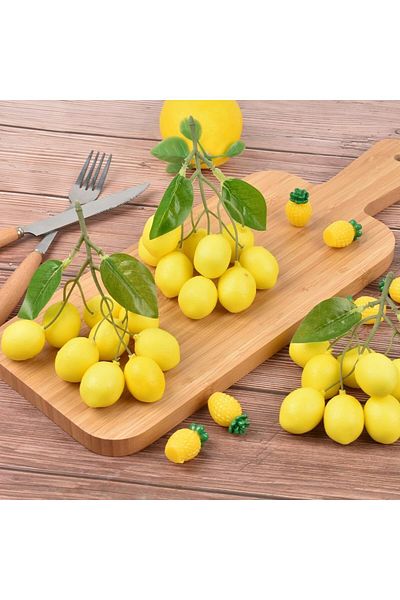 erorex Lifelike Artificial Lemon Fruit Branches 3Pcs Lifelike Simulation Fruit For Vase And Home Party