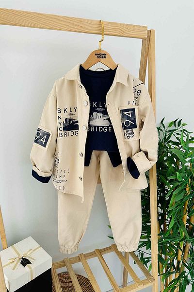 Minigimin Cicileri Костюм за момче Ciciler Brooklyn с принт от габардин 3L на Blue Little One
