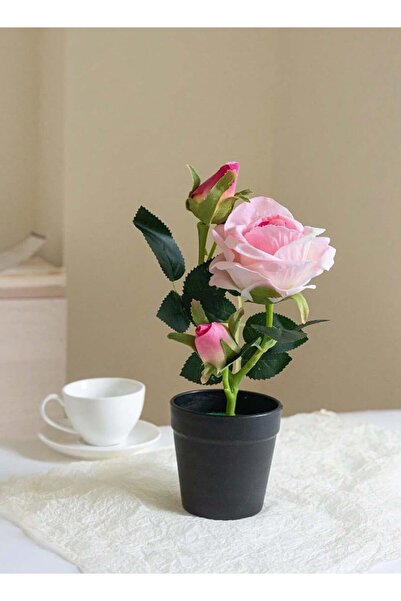 erorex Artificial Tree Knitted Natural Rose Potted White 30Cm