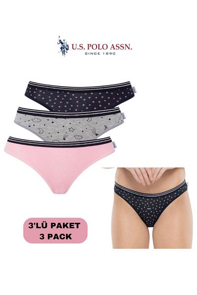 U.S. Polo Assn. Women's Uspa 3-Pack Slip Licensed Pink-Grimelange-Navy